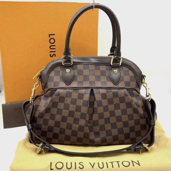 Auth Louis Vuitton Damier Ebene Trevi PM 2Way Bag W/Box/Dustbag - Picture 1 of 15